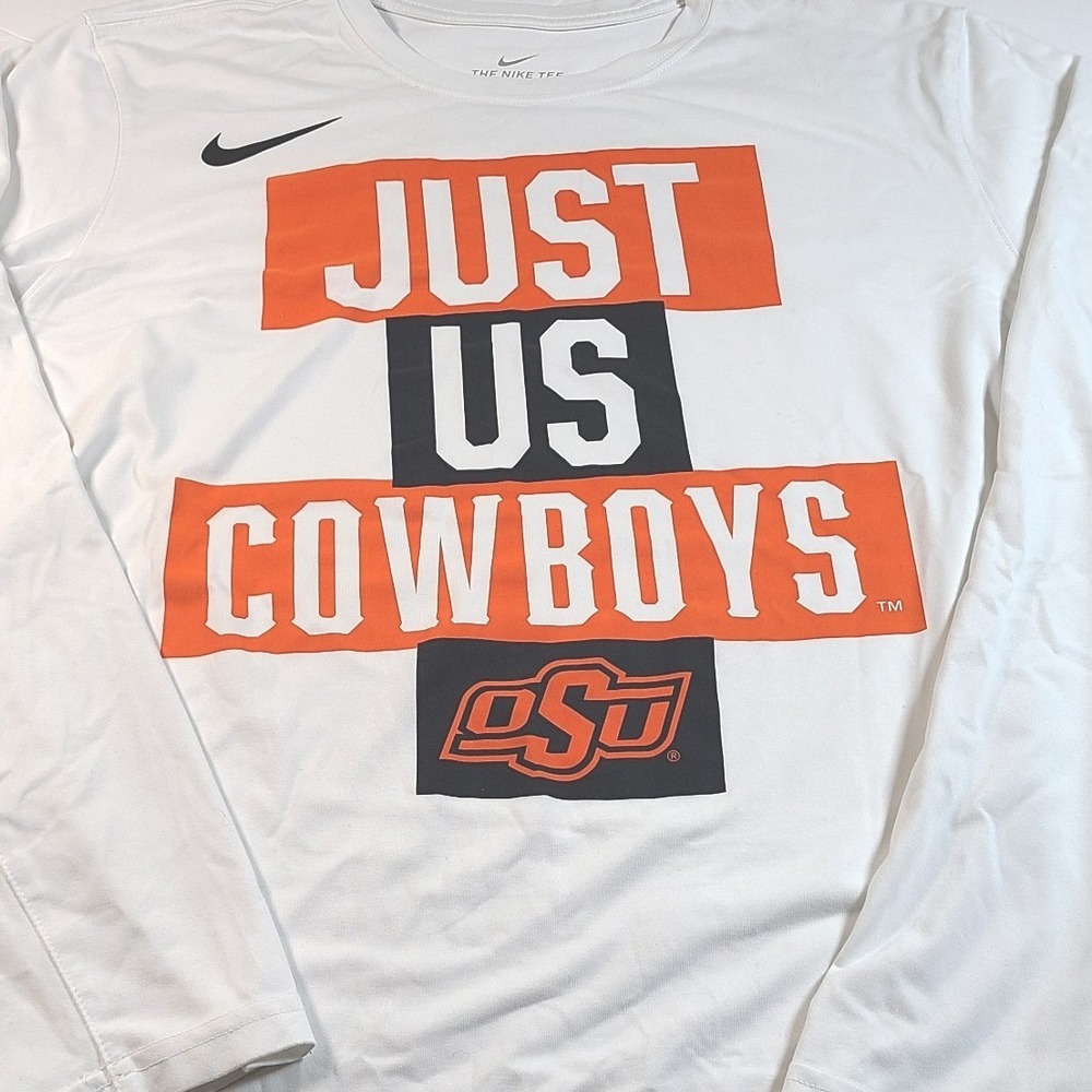 Nike Oklahoma State Cowboys T Shirt Long Sleeve Dri Fit White Mens Large OSU